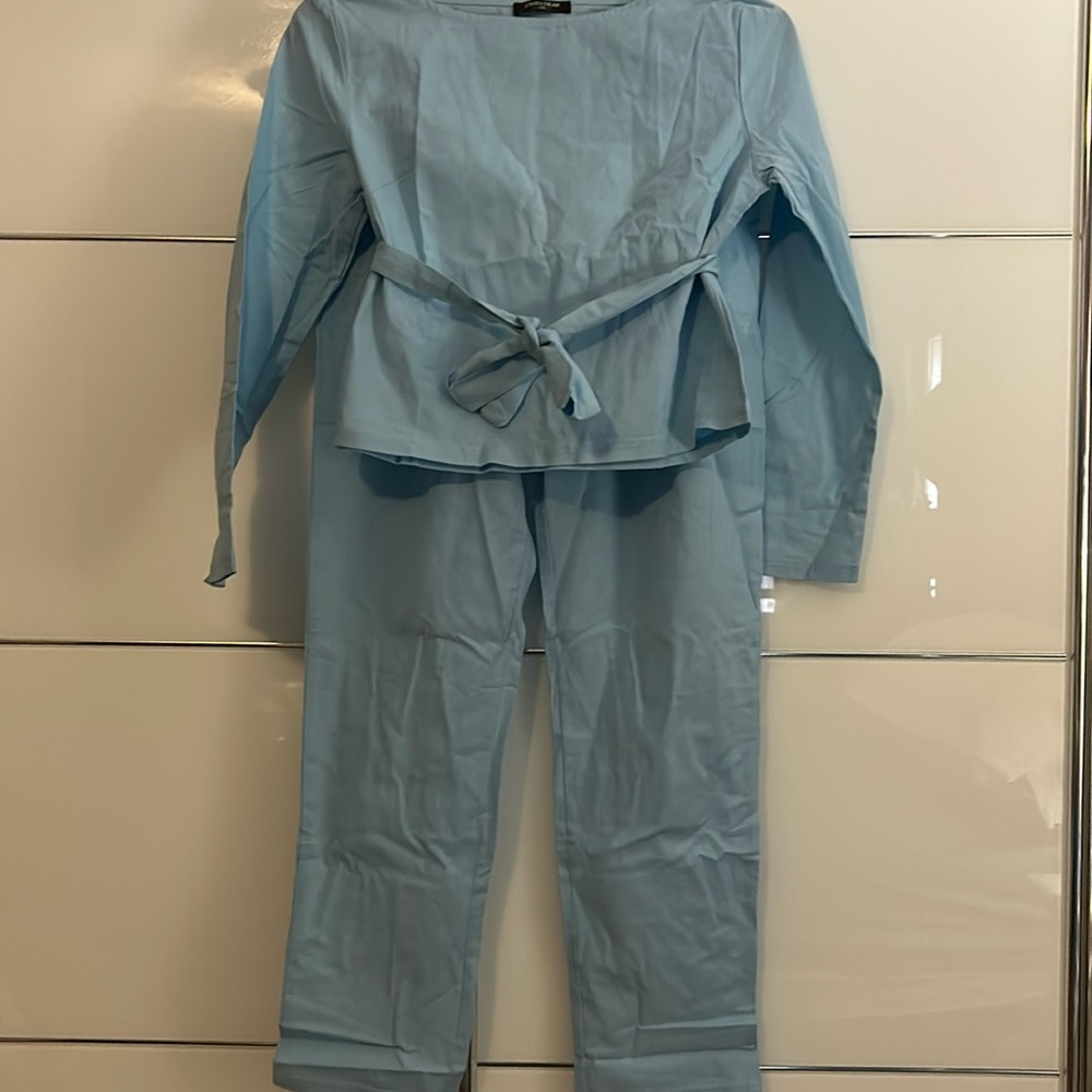 Women’s Size S pants set (casual) powder blue, pull over top,  elastic pants